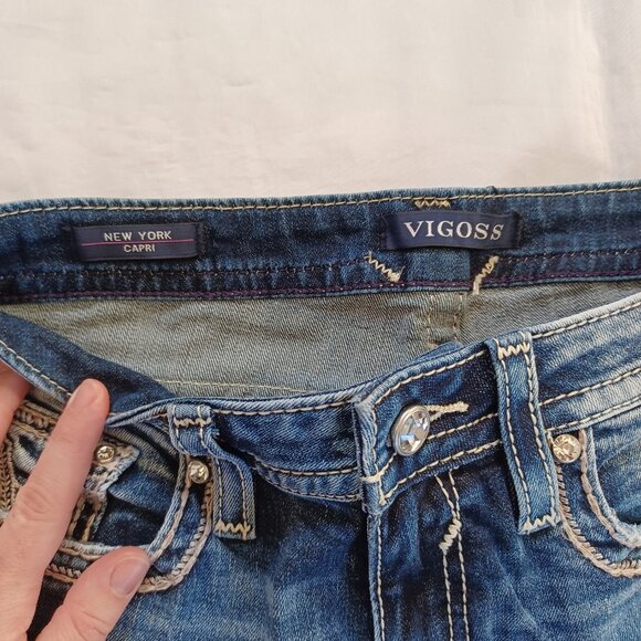 Vigoss Jeans Cropped Capri New York Heritage Fit Stretch Lowrise Size 4 Size 3 - Picture 9 of 13